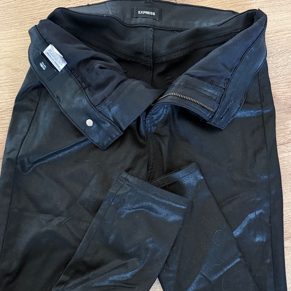Express Black High Waisted Coated Skinny Jeans
